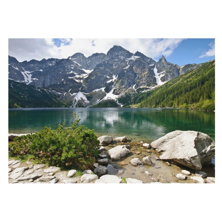 Dekor Tapéta, Tulup, Hegyi tó, Zöld, 312 x 219 cm, Nem Szőtt, Élénk Színek, 010100060080000001044