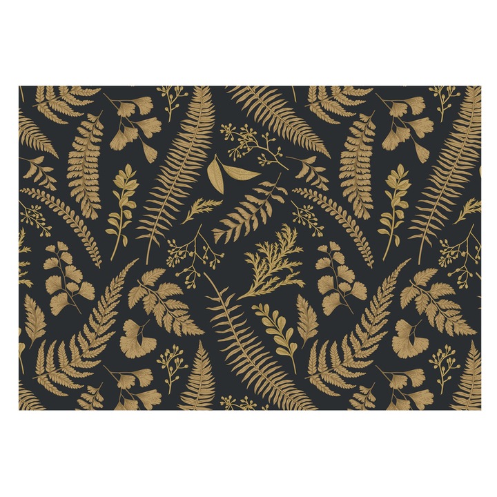 Tapéta Vlies Fali Dekoráció, Tulup, Botanikai levelek, Fekete, 208 x 146 cm, Nem Szőtt, Modern Dizájn, 010100060040000012658