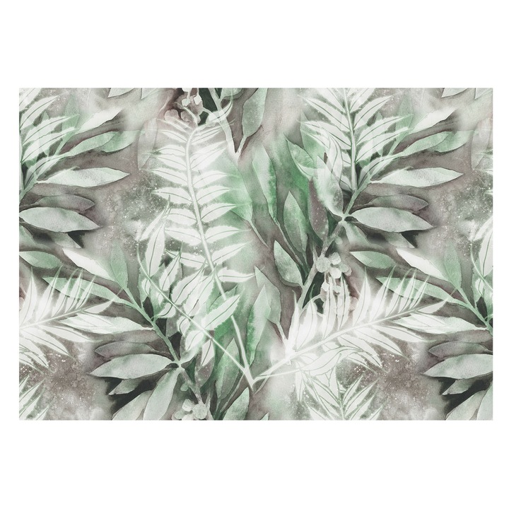 Fotótapéta Modern De Perete, Tulup, Frunze de acuarela, Verde, 312 x 219 cm, Pentru Living, Usor De Curatat, 010100060080000012593