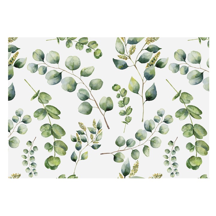 Dekor Tapéta, Tulup, Zöld levelek, Zöld, 208 x 146 cm, Vlies, Modern Dizájn, 010100060040000011871