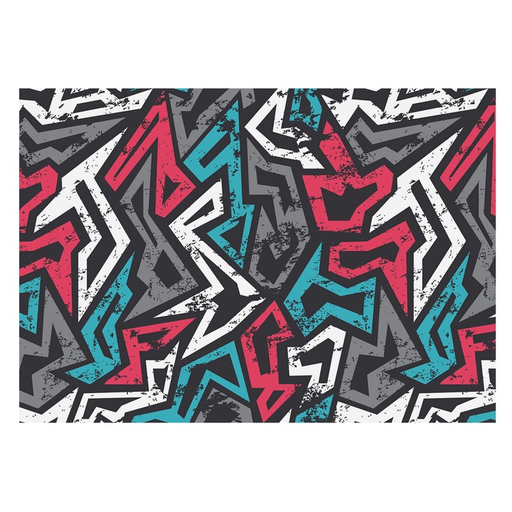 Tapéta Vlies Fali Dekoráció, Tulup, Absztrakt mozaik, Piros, 208 x 146 cm, Nem Szőtt, Klasszikus, 010100060040000013064