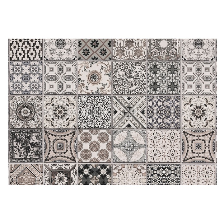 Tapéta Falra, Tulup, Csempe minták, Szürke, 208 x 146 cm, Vlies, Stílusos, 010100060040000007834