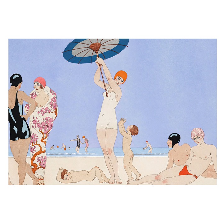 Dekor Tapéta, Tulup, Retro strand, Kék, 208 x 146 cm, Nem Szőtt, Könnyen Felszerelhető, 010100060040000031849