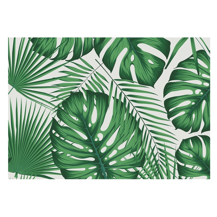 Tapet Vinilic Pentru Perete, Tulup, Frunze tropicale, Verde, 312 x 219 cm, Design Modern, Cu Model, 010100060080000088642