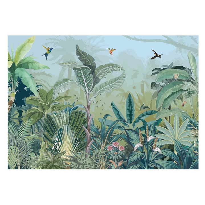 Tapéta Vlies Fali Dekoráció, Tulup, Trópusi természet, Zöld, 208 x 146 cm, Nem Szőtt, Öko, 010100060040000282719