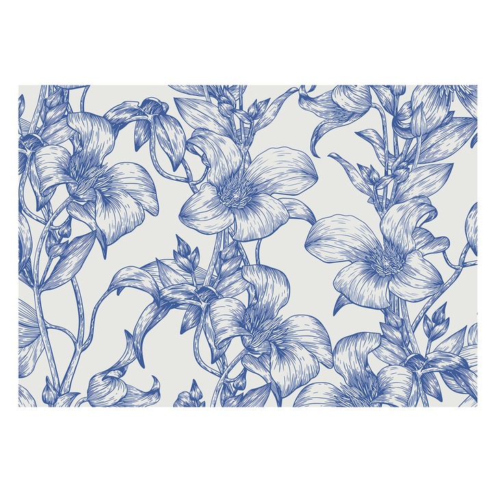 Tapet Vinil Pentru Perete, Tulup, Ramuri de flori, Alb, 208 x 146 cm, De Interior, Luxos, 010100060040000282747