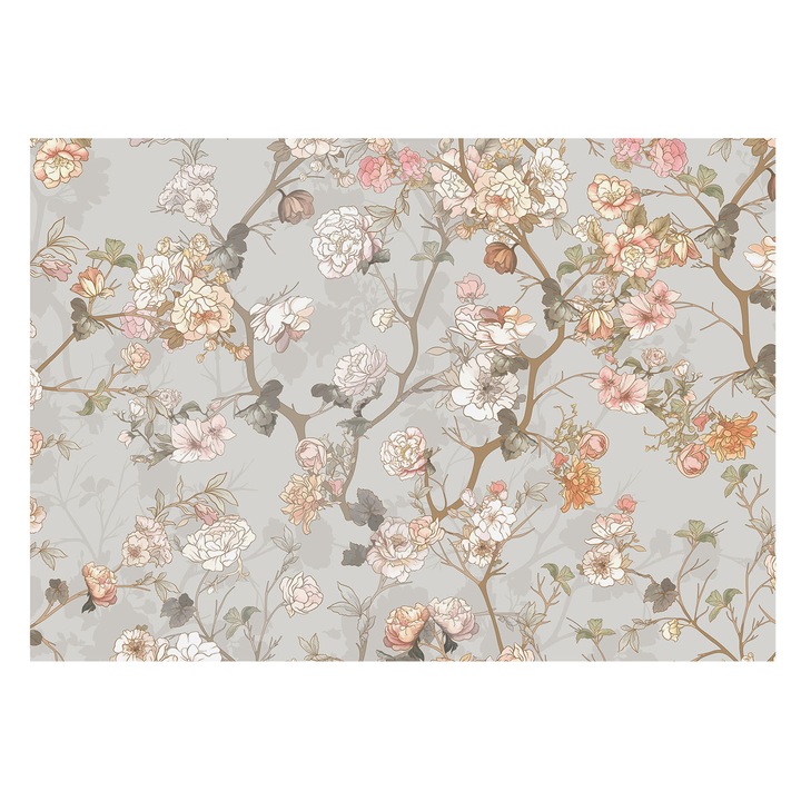 Dekor Tapéta, Tulup, Romantikus minta, Szürke, 208 x 146 cm, Nem Szőtt, Fali Dekoráció, 010100060040000282749