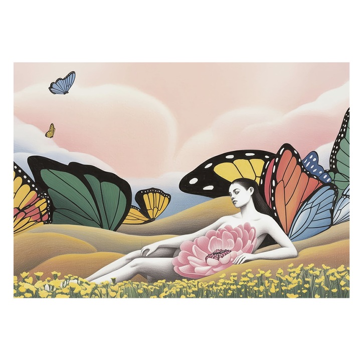 Fotótapéta Falra, Tulup, Pillangó rét, Fehér, 208 x 146 cm, Nem Szőtt, Élénk Színek, 010100060040000284742