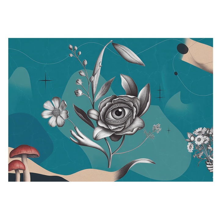 Fotótapéta Modern De Perete, Tulup, Ochi de floare, Albastru, 208 x 146 cm, De Interior, Lavabil, 010100060040000284730