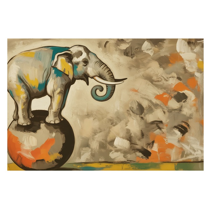 Dekor Tapéta, Tulup, Absztrakt elefánt, Szürke, 104 x 70 cm, Vlies, Élénk Színek, 010100060020000284941