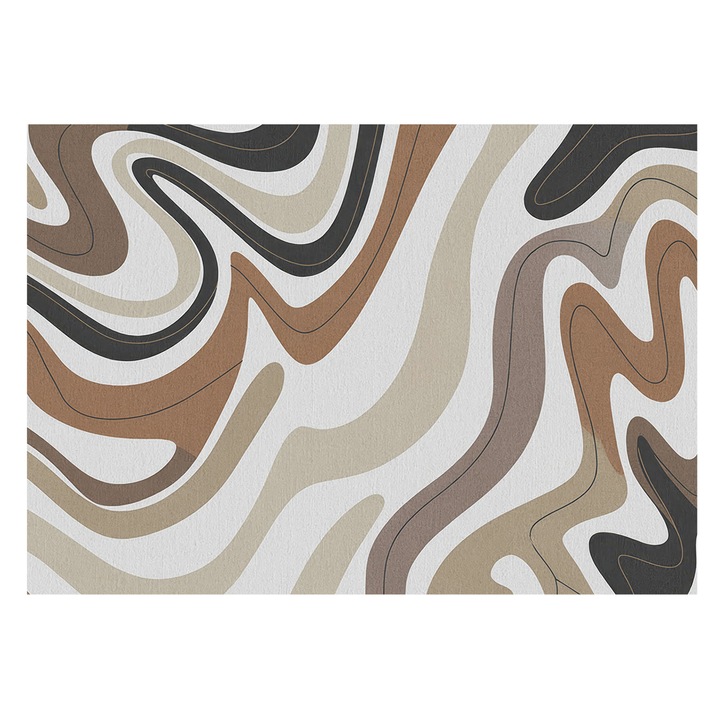 Tapéta Vlies Fali Dekoráció, Tulup, Harmonikus hullámok, Bézs, 208 x 146 cm, Nem Szőtt, Modern Dizájn, 010100060040000284757
