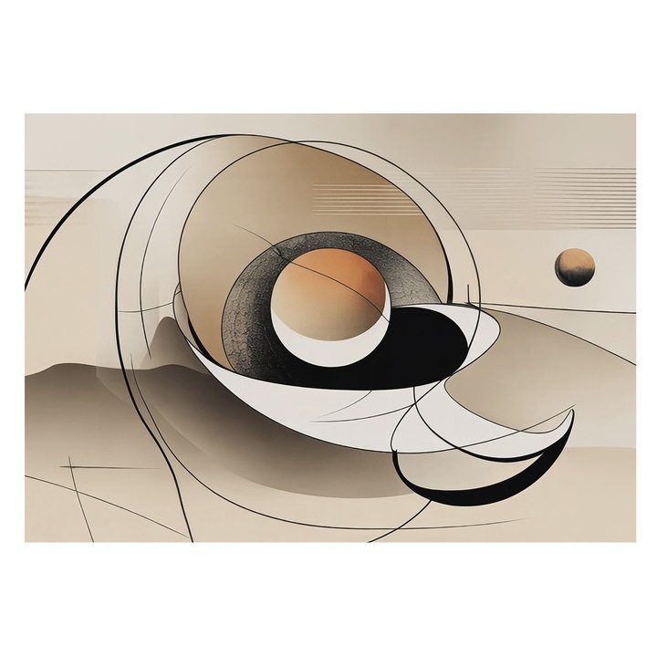 Tapet Vinilic Pentru Perete, Tulup, Abstractie armonioasa, Bej, 312 x 219 cm, De Interior, Cu Model, 010100060080000284798