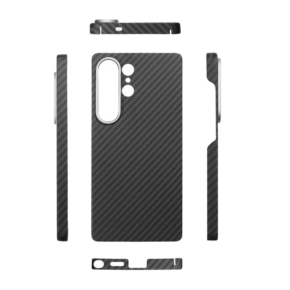 Husa protectie compatibila cu Samsung Galaxy S26 Ultra, din Kevlar, Fibra de Carbon, Aramida, incarcare magnetica wireless, ultra slim, rezistenta, protectie camera, Neagra, ISAG