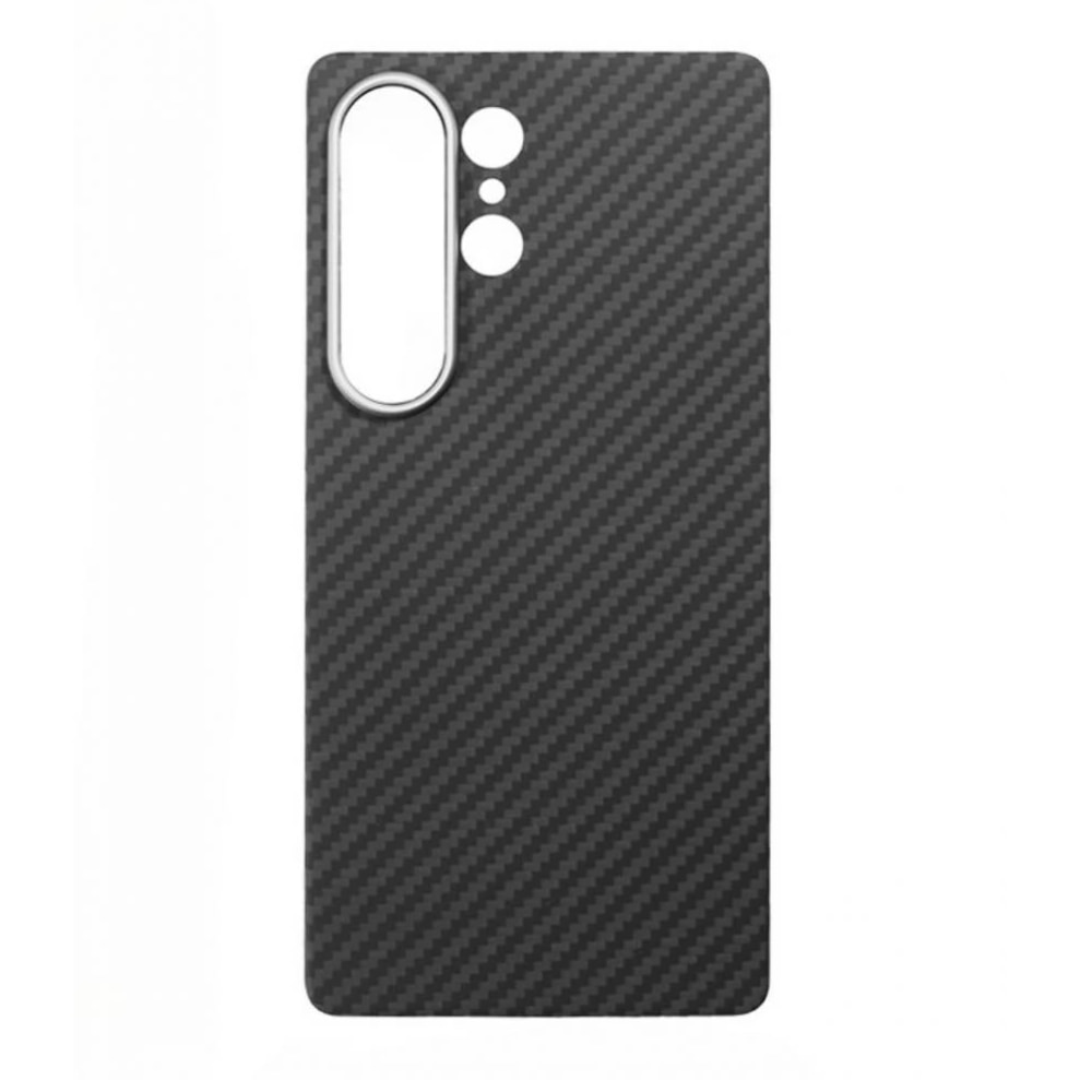 Husa protectie compatibila cu Samsung Galaxy S26 Ultra, din Kevlar, Fibra de Carbon, Aramida, incarcare magnetica wireless, ultra slim, rezistenta, protectie camera, Neagra, ISAG