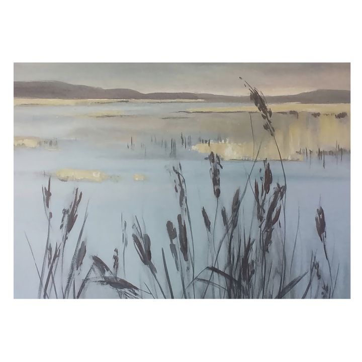 Tapéta Vlies Fali Dekoráció, Tulup, Egy nyugodt tó, Szürke, 208 x 146 cm, Nem Szőtt, Modern Belsőépítészeti Dekoráció, 010100060040000284843