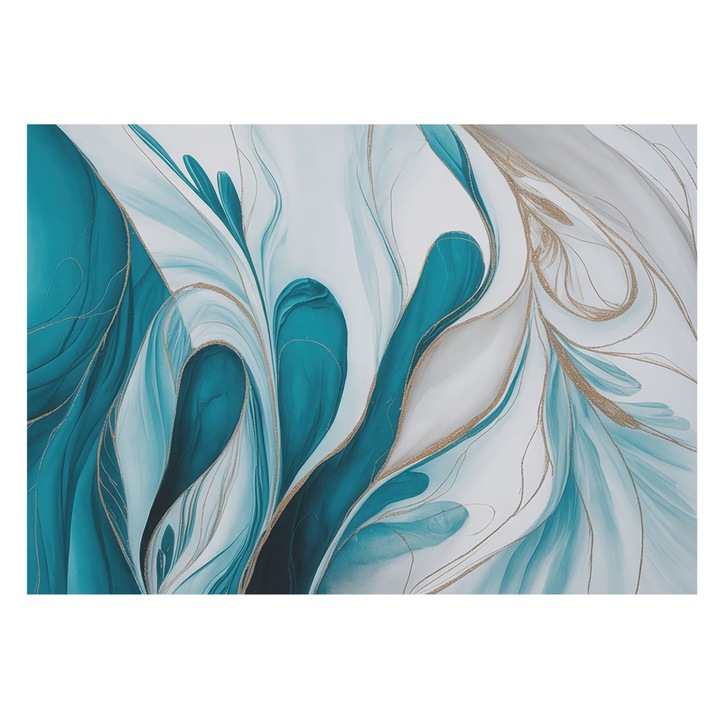 Tapet de Perete, Tulup, Modele fluide, Turcoaz, 208 x 146 cm, Culoare Intensa, Design Modern, 010100060040000284848