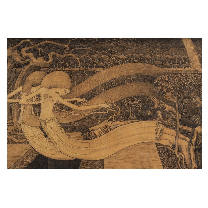 Modern Tapétatekercs De Perete, Tulup, Personaje suprarealiste, Maro, 104 x 70 cm, Art Deco, Attractive, 010100060020000285477