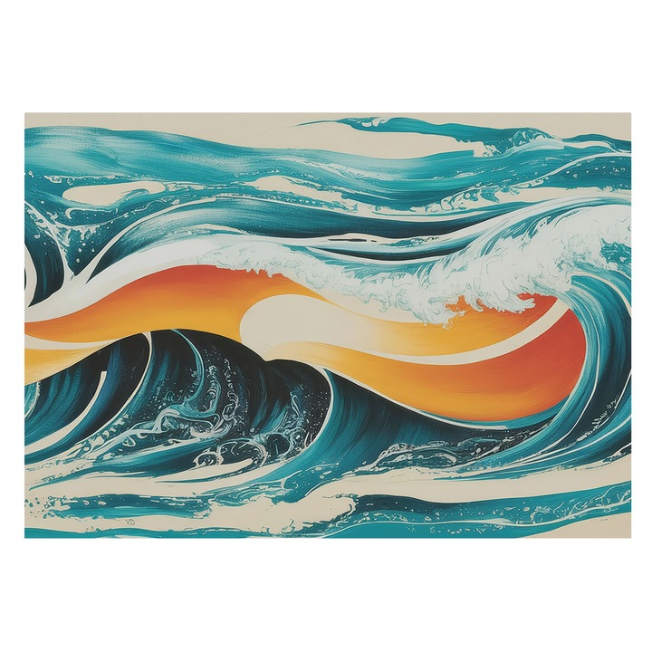 Dekor Tapéta, Tulup, Absztrakt hullámok, Türkiz, 208 x 146 cm, Vlies, Modern Tapétatekercs, 010100060040000284856