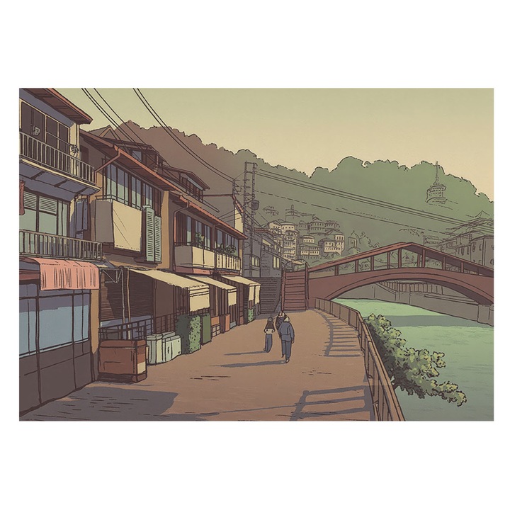 Dekor Tapéta, Tulup, Pasztell tájkép, Barna, 208 x 146 cm, Nem Szőtt, Élénk Színek, 010100060040000284944