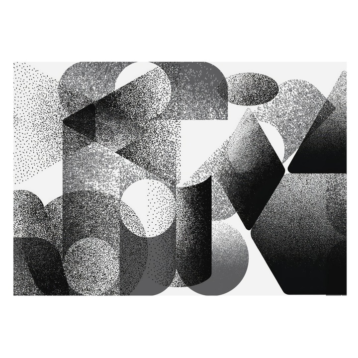 Tapéta Falra, Tulup, Geometriai alakzatok, Fekete és fehér, 208 x 146 cm, Nem Szőtt, Modern Tapétatekercs, 010100060040000284980