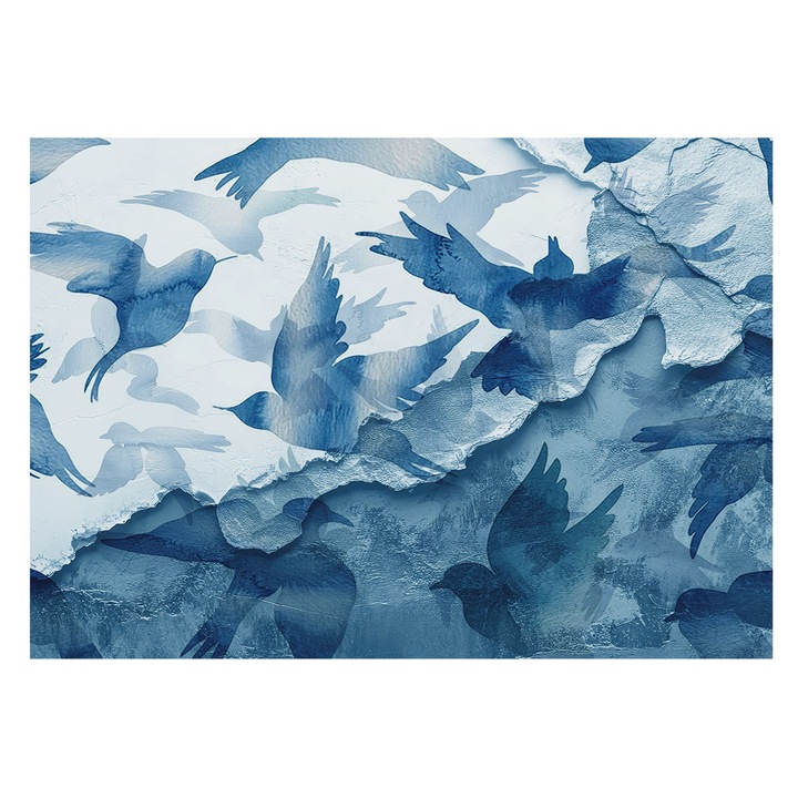 Tapéta Falra, Tulup, Dinamikus madarak, Kék, 208 x 146 cm, Vlies, Modern Tapétatekercs, 010100060040000284976