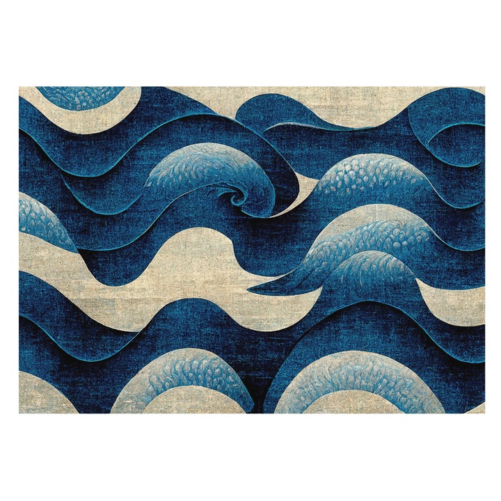 Dekor Tapéta, Tulup, Kék hullámok, Tengerészkék, 208 x 146 cm, Nem Szőtt, Élénk Színek, 010100060040000285227