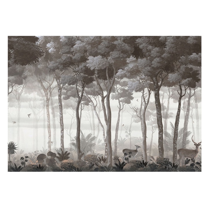 Dekor Tapéta, Tulup, Erdei varázslat, Szürke, 208 x 146 cm, Nem Szőtt, Modern Belsőépítészeti Dekoráció, 010100060040000285243