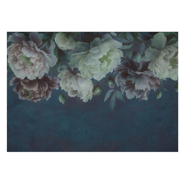 Tapéta Falra, Tulup, Virágos elegancia, Tengerészkék, 208 x 146 cm, Vlies, Klasszikus, 010100060040000285315
