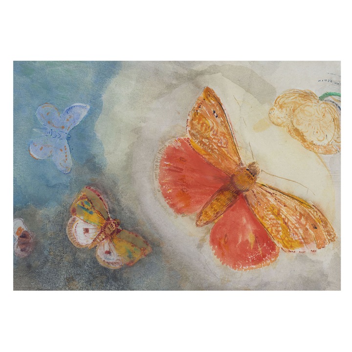 Tapet Vinil Pentru Perete, Tulup, Fluturi colorati, Portocaliu, 208 x 146 cm, De Interior, Luxos, 010100060040000285396