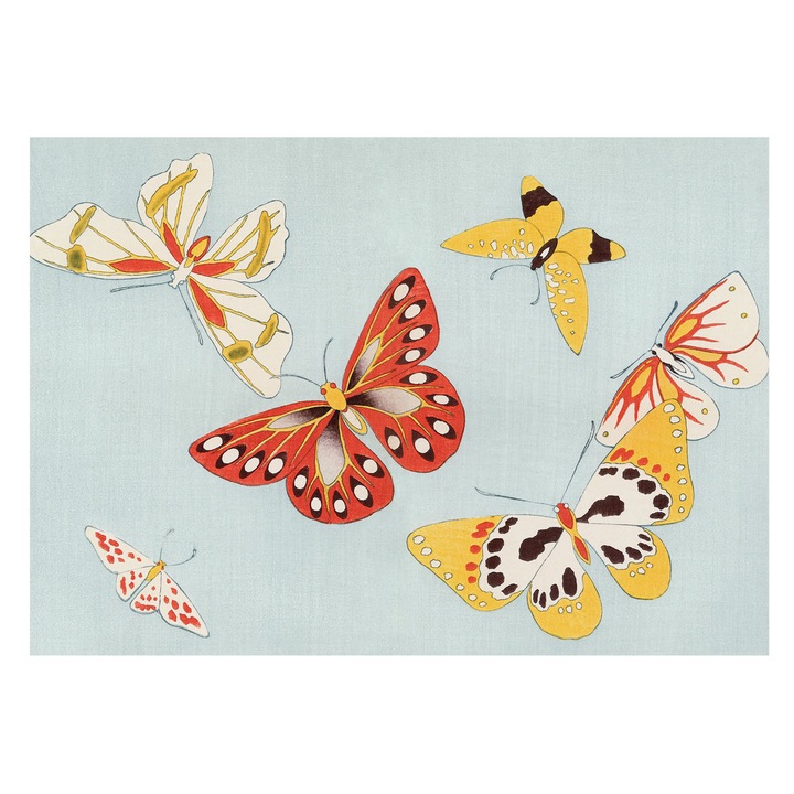 Rola Tapet Vinil De Perete, Tulup, Fluturi artistici, Albastru, 208 x 146 cm, Vlies, Culoare Intensa, 010100060040000285411