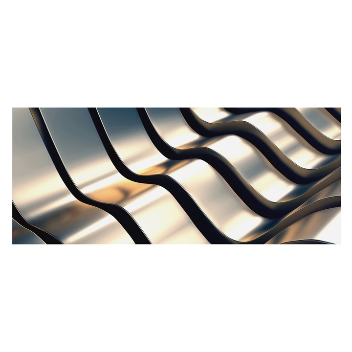 Fotótapéta Falra, Tulup, Fémhullámok, Szürke, 250 x 104 cm, Nem Szőtt, Modern Belsőépítészeti Dekoráció, 010100060050000273910