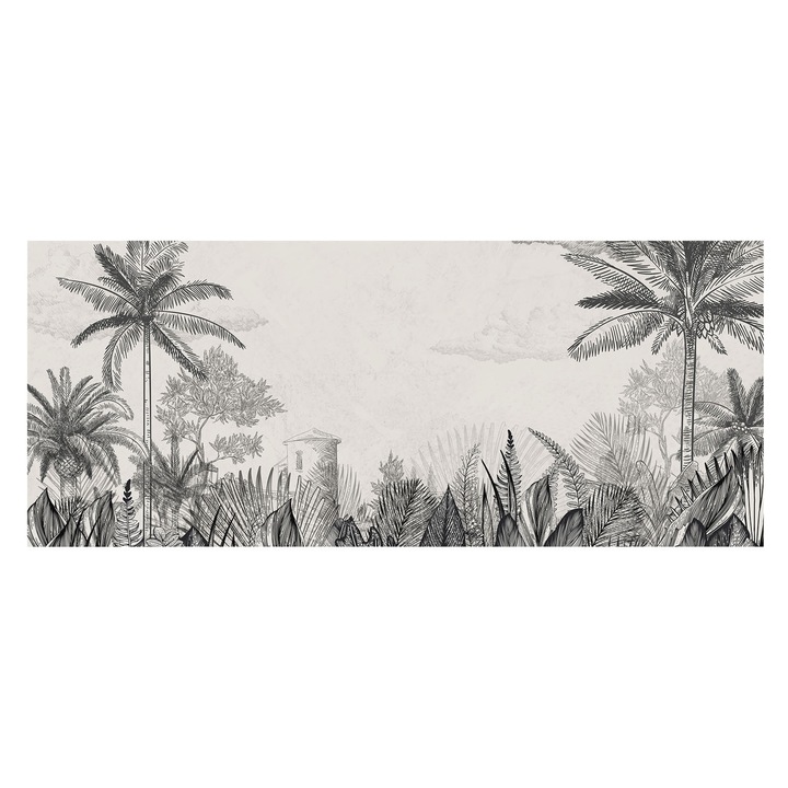 Fotótapéta Art Deco De Perete, Tulup, Peisaj tropical, Gri, 250 x 104 cm, Pentru Bucatarie, Luxos, 010100060050000282752