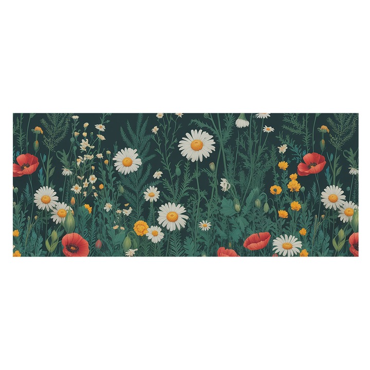 Tapéta Falra, Tulup, Vadvirágok, Zöld, 250 x 104 cm, Vlies, Stílusos, 010100060050000284716