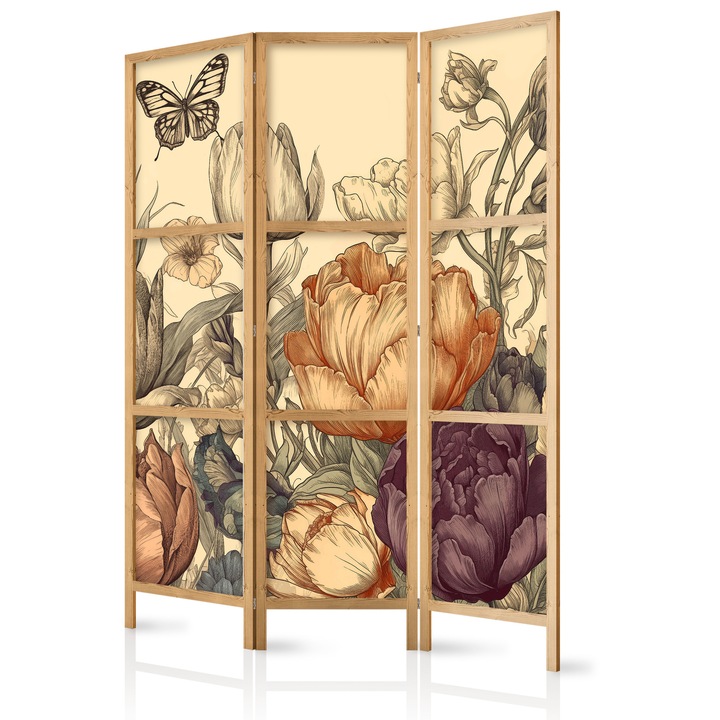 Paravan japonez - Tulips in Cream - 135 x 172 cm
