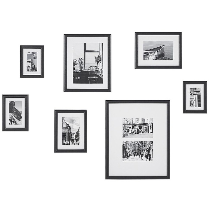 Set de 7 rame foto Zinare Motiv urban Negru
