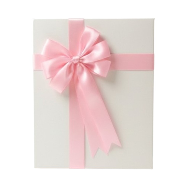 Cutie pentru cadou - Nicas - carton alb cu fundita roz deschis - 38X32X13 cm - Tip F2