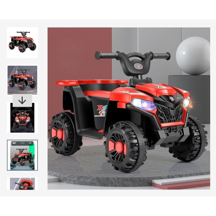 Mașinuță electrică cu acumulator pentru copii, sistem anti răsturnare, roșie, 70x43x48cm