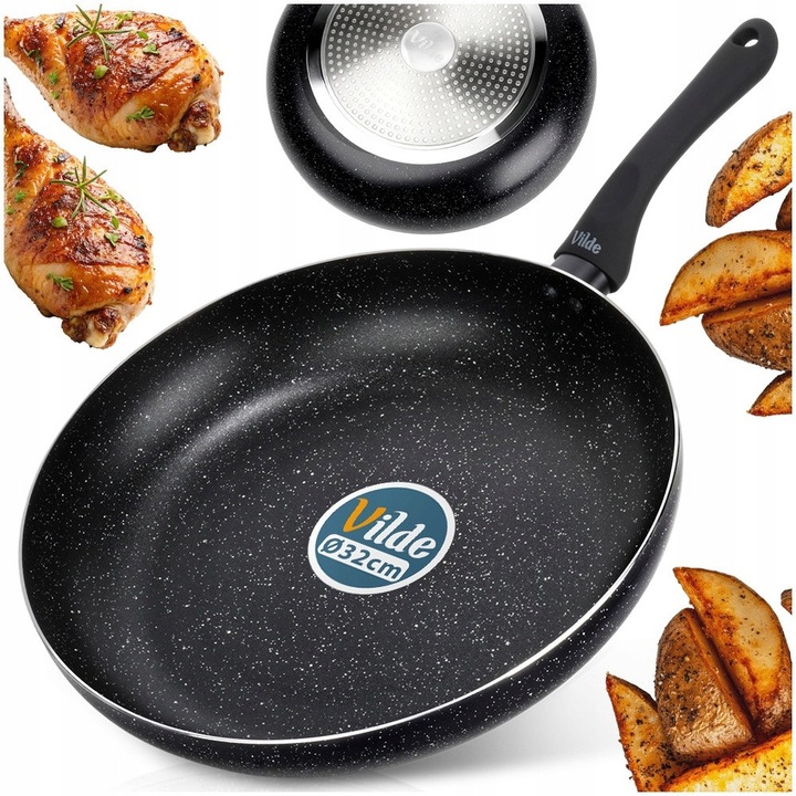 Tigaie universala Vilde, aluminiu cu acoperire de granit, antiaderenta, neagra, 32cm