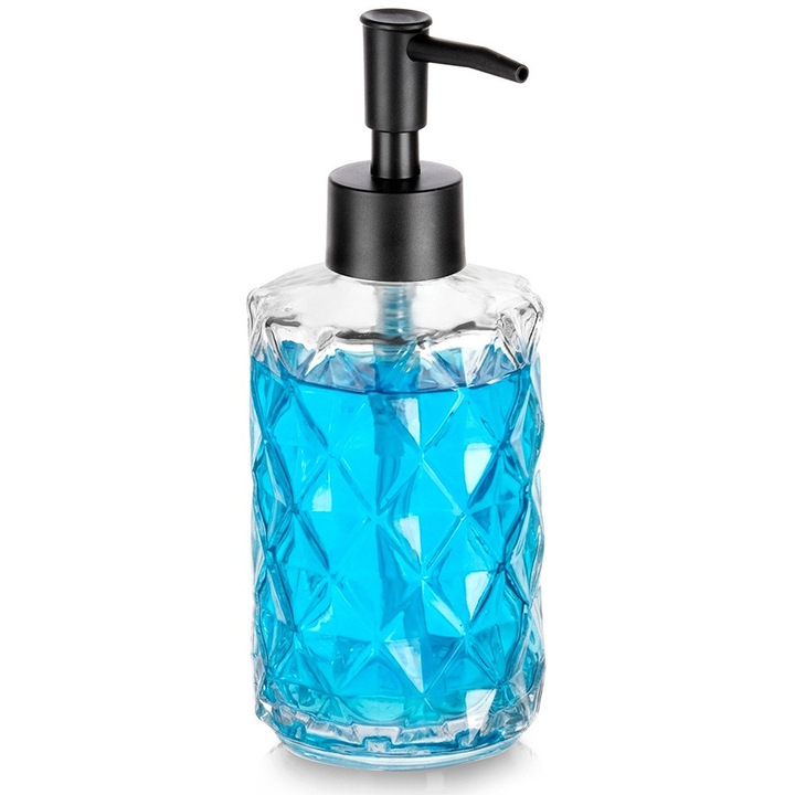 Folyékony szappan adagoló, Artemis, 330 ml, átlátszó üveg, 8x7,5x18 cm