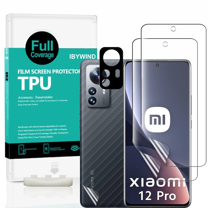 Folie Sticla Ibywind pentru Xiaomi 12 Pro 5G, Pachet 2, TPU, protectie pentru obiectiv, Montaj Usor, Ultra HD, Anti Zgarieturi, Anti Socuri