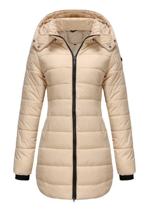 dama, parka, gluga detasabila, rezistenta la apa, poliester, Apricot