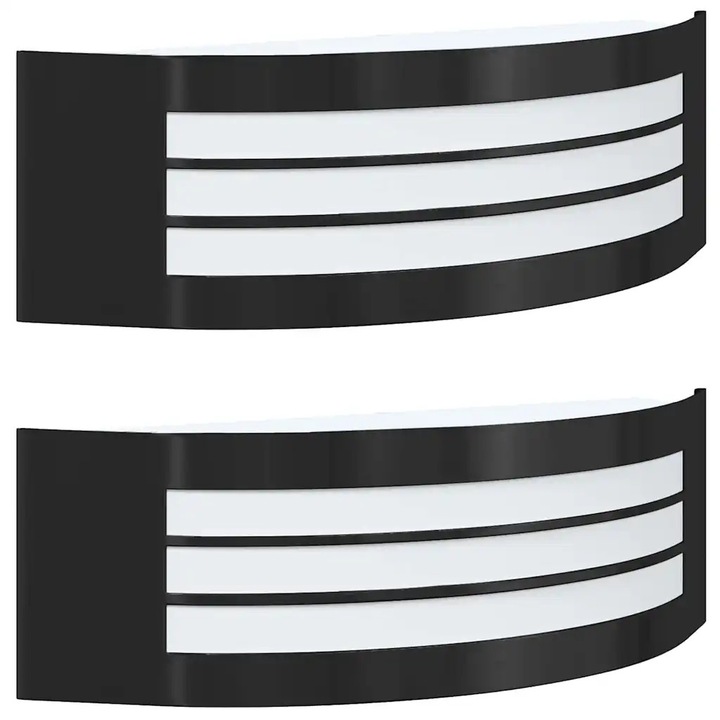 Стенна лампа за външно осветление, vidaXL, комплект от 2 бр., черен, 32x10x10 см