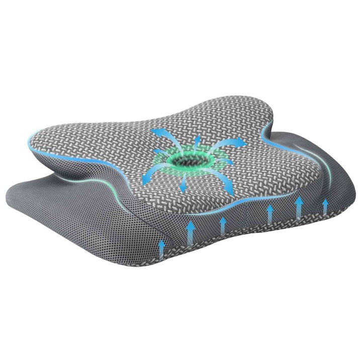 Perna pentru vidaXL, gat Gri 58 x 38 x 12 cm Spuma cu Memorie