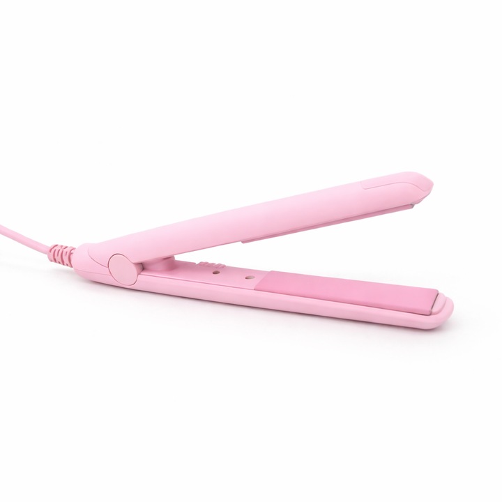 Мини преса за коса, преносима, розова