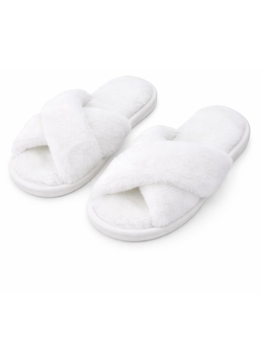 Női bolyhos estélyi papucs, fehér, 38-39 EU méret