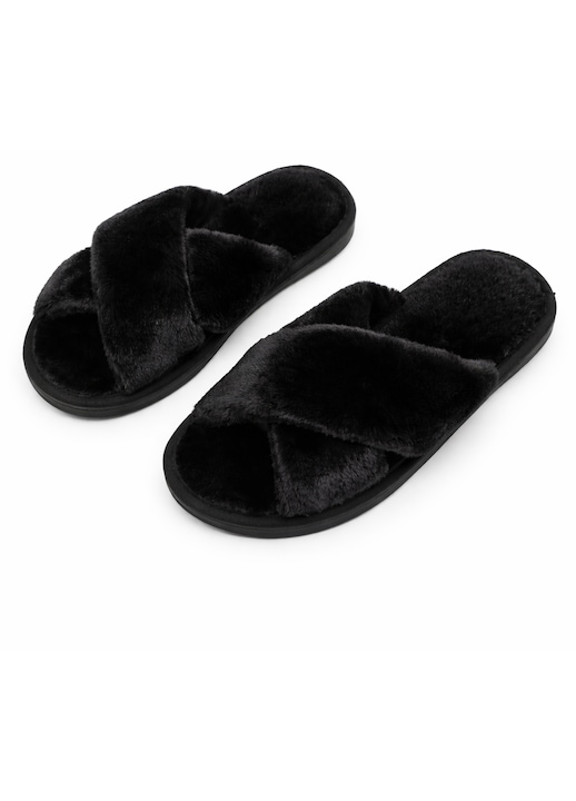 Női bolyhos papucs, fekete, 36-37 EU méret
