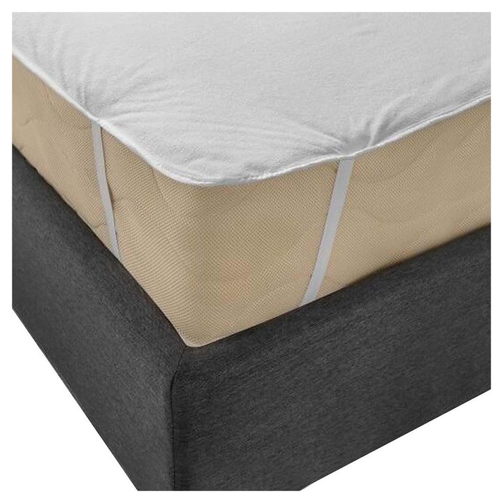 Протектор за матрак EmonaMall S16483, Премиум, Гумиран, Непромокаем, Памук, 90х200 см., Бял