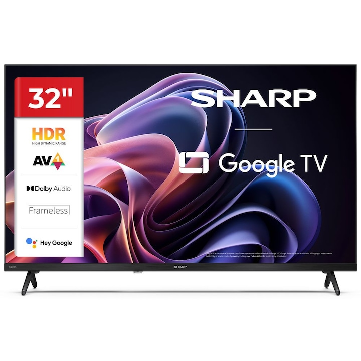 Телевизор Sharp LC-32HF2265E, 32”, HD Google TV, Черен