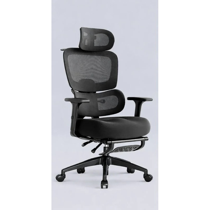 Scaun Ergonomic Textil Office Premium – Suport Lombar Reglabil, Headrest & Brate 3D, Rotativ 360°