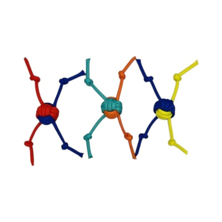 3 db-os kutyakiképző játék készlet, labdával és kötéllel, X alakban